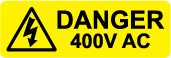 400V AC Voltage Danger Labels