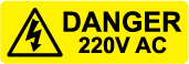 220V AC Voltage Danger Labels