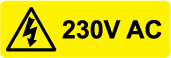 230V AC Voltage Labels